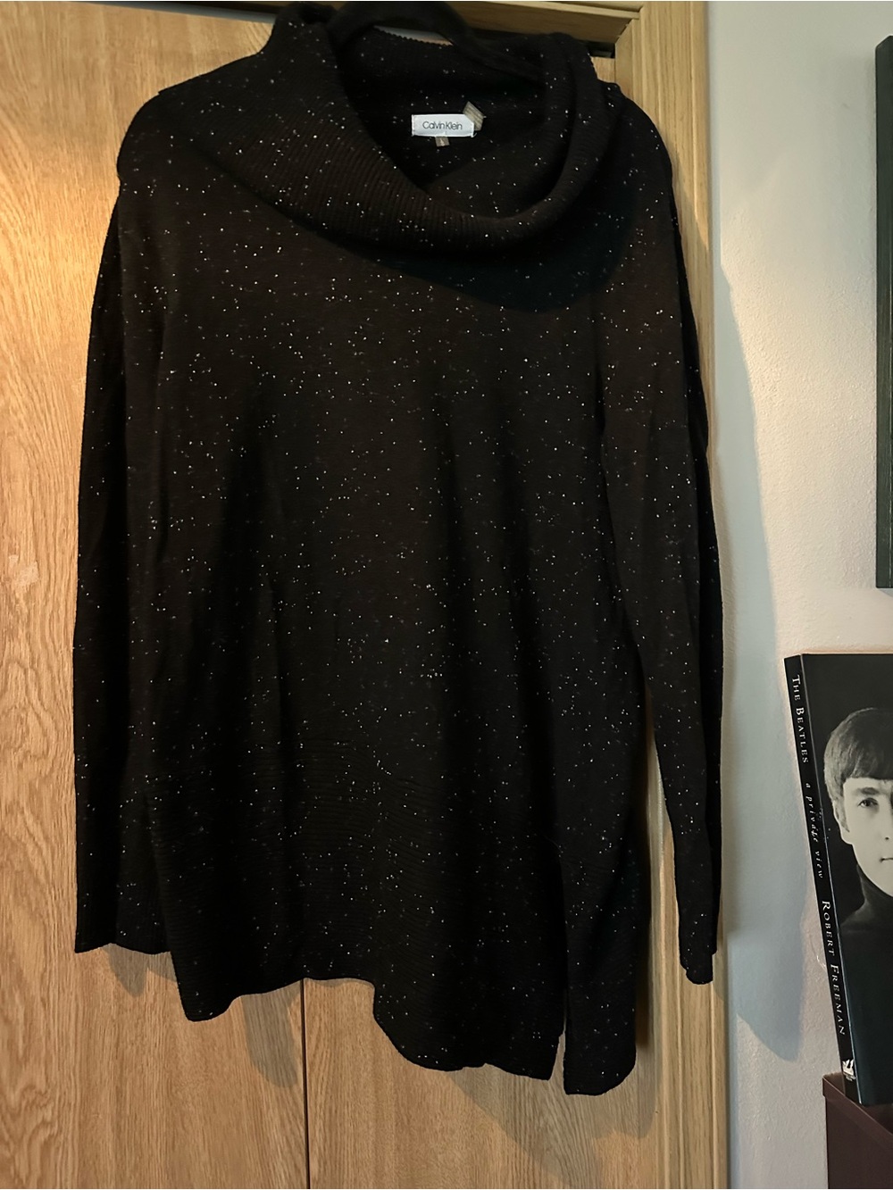 Calvin Klein Black Speckled Cowl Neck Women's Sweater